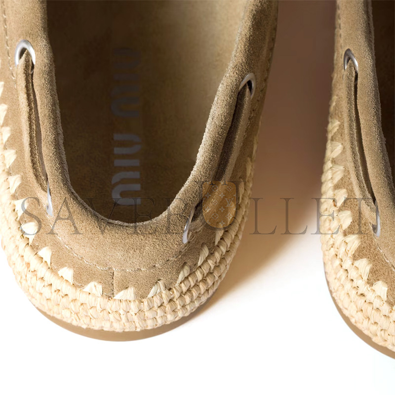 MIU MIU SUEDE AND RAFFIA BOAT SHOES 5D378E MIU MIU SUEDE AND RAFFIA BOAT SHOES 5D378E